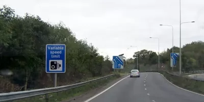 A sign advising of Variable Speed Limits on approach to the M20. Click to enlarge
